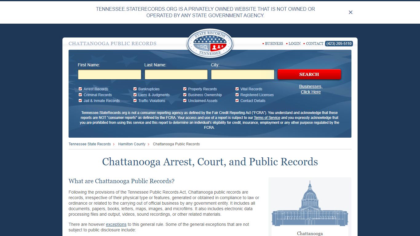 Chattanooga Arrest and Public Records | Tennessee.StateRecords.org