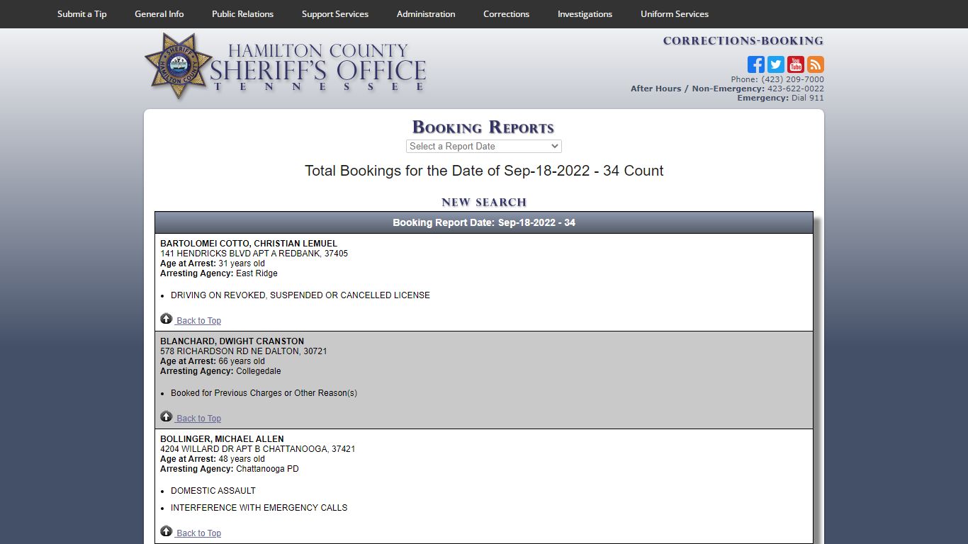 HCSO-Corrections-Booking Reports